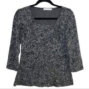 Cut Loose Gray Square Neck 3/4 Sleeve Top Size Small